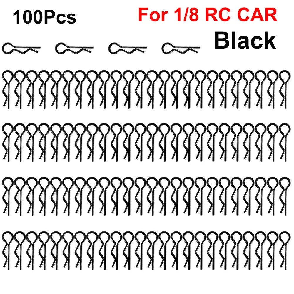 RC Body Clips Metal R-Type 1/8 & 1/10 Scale – 100-Pack