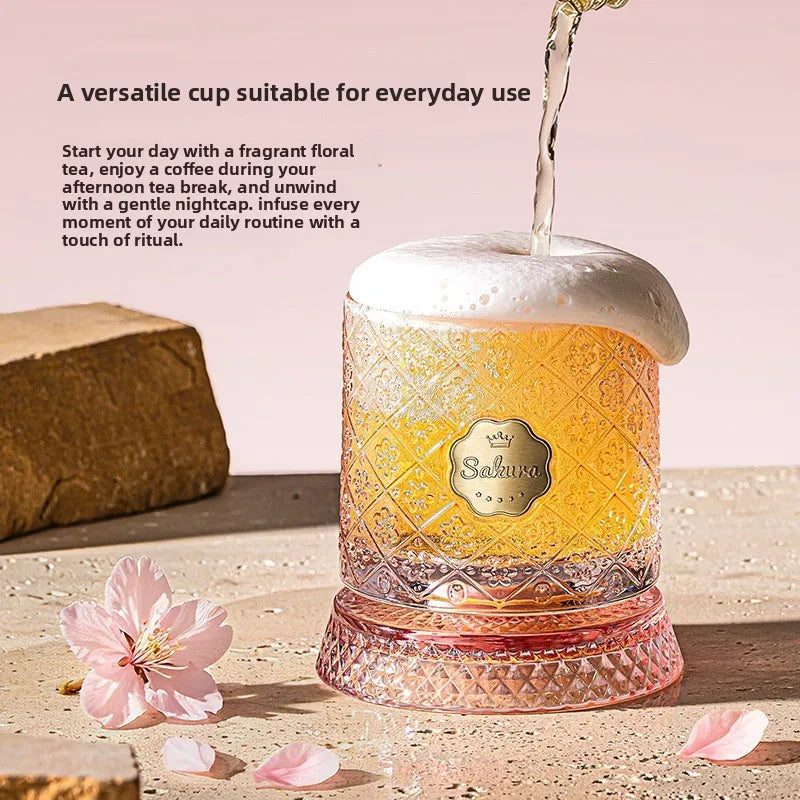 Pink Cherry Blossom Rotating Glass – Beer, Whiskey & Juice