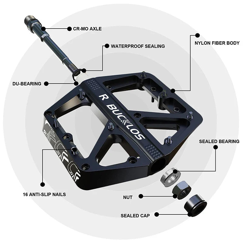 BUCKLOS Ultralight Nylon Flat Bike Pedals | MTB & Road