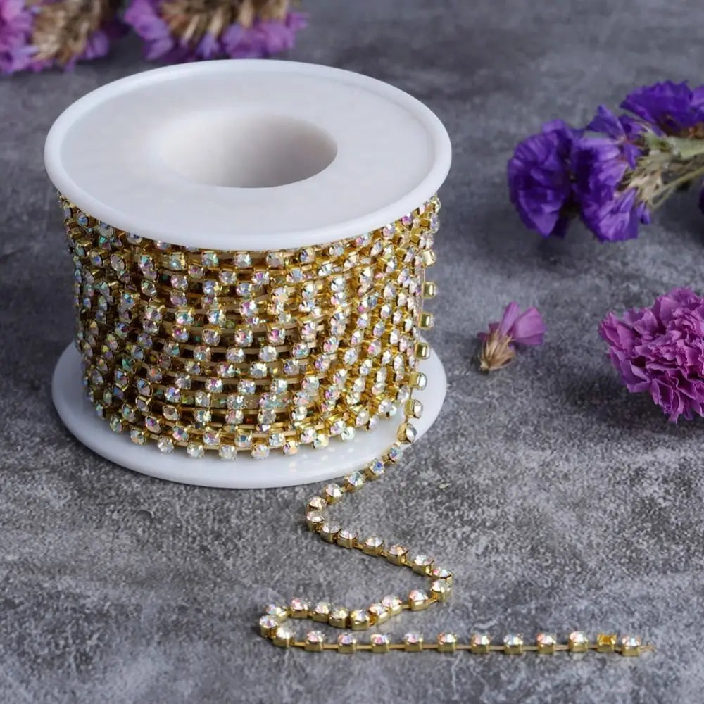 SS16 4mm Crystal Rhinestone Cup Chain Trim 10 Yards DIY