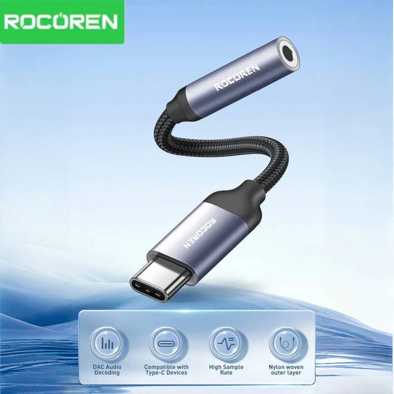 Rocoren USB-C to 3.5mm Audio Adapter – Hi-Fi DAC Cable