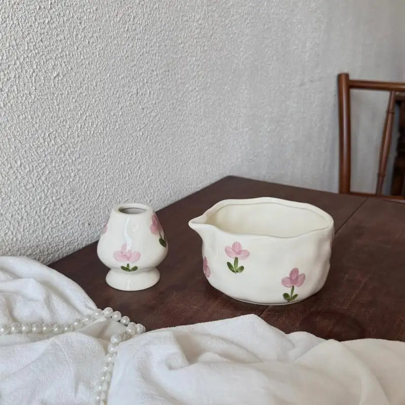 Handcrafted Ceramic Mixing Bowl Set with Pour Spout & Insert
