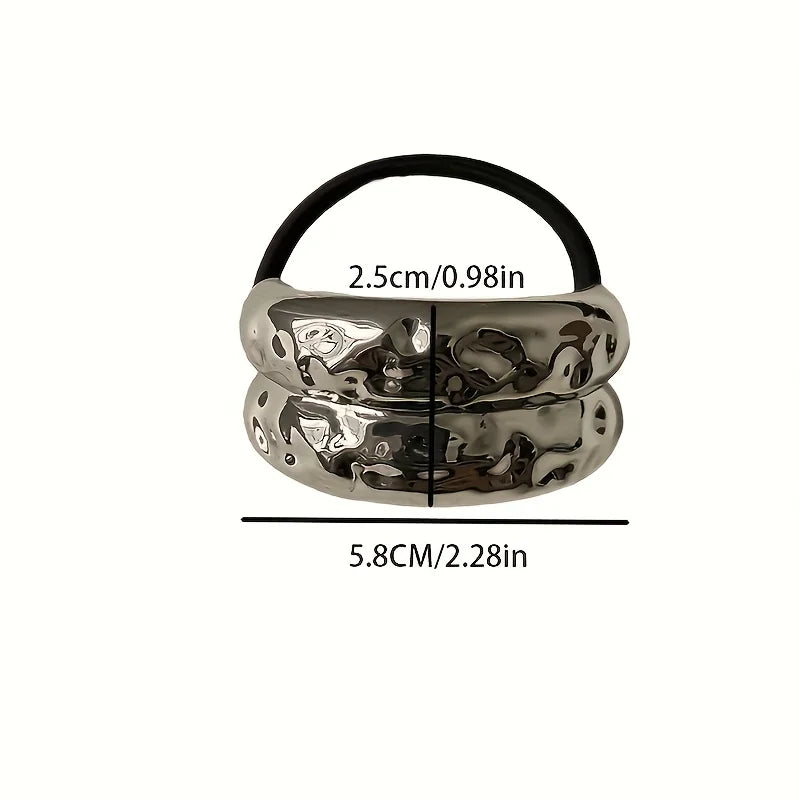 Geometric Metal Hair Rope Scrunchie – Elegant & Gentle Hold