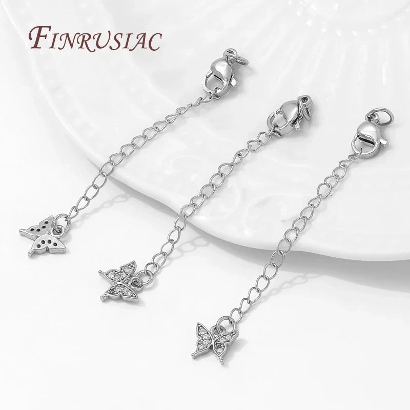 Rhodium Butterfly Extension Chains with Lobster Clasps – DIY Jewelry
