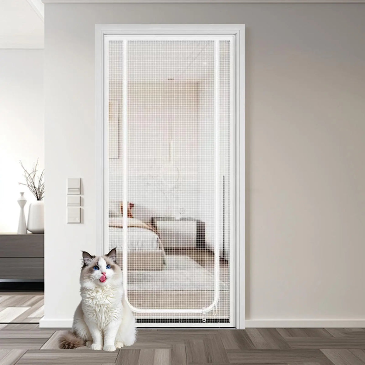 Zipper Pet Screen Door – Cat & Dog Proof Mesh 35x87" | Nixie