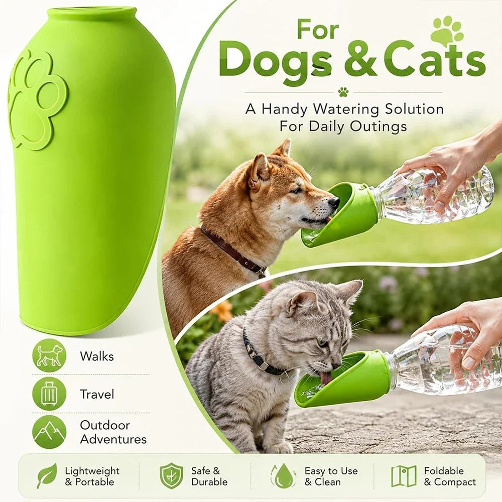 Portable Dog Water Bottle Adapter – Foldable Silicone Pet Bowl