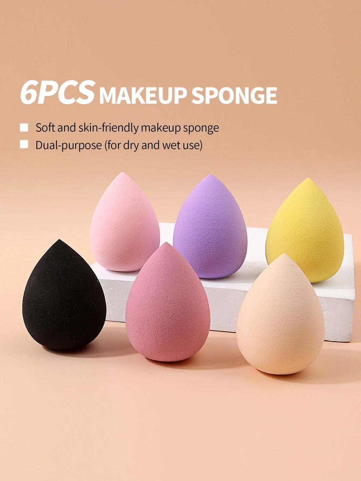 Water Drop Makeup Sponge – Wet & Dry Cosmetic Puff 6-Pack