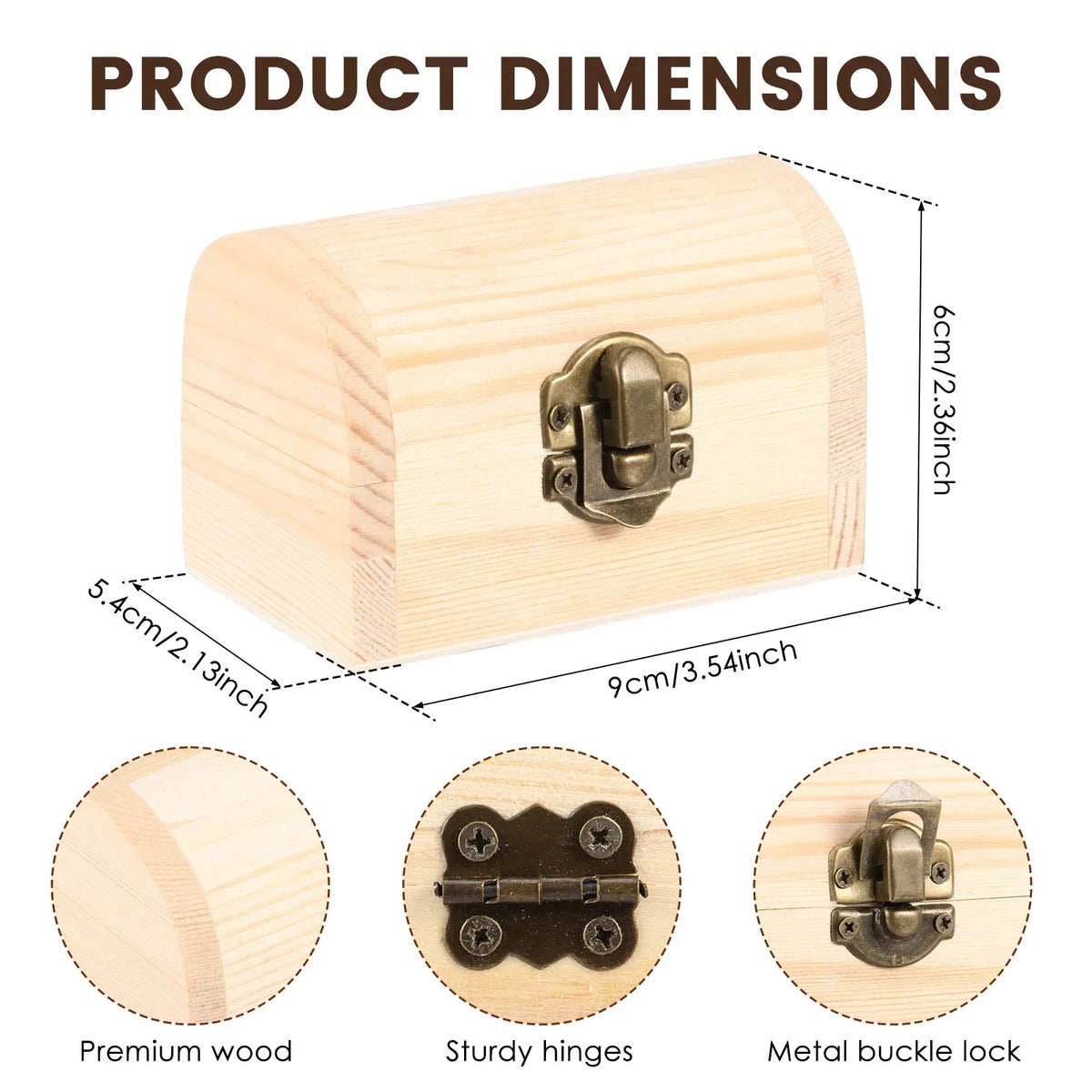 Unfinished Wooden Treasure Box with Lid & Hasp – DIY Craft