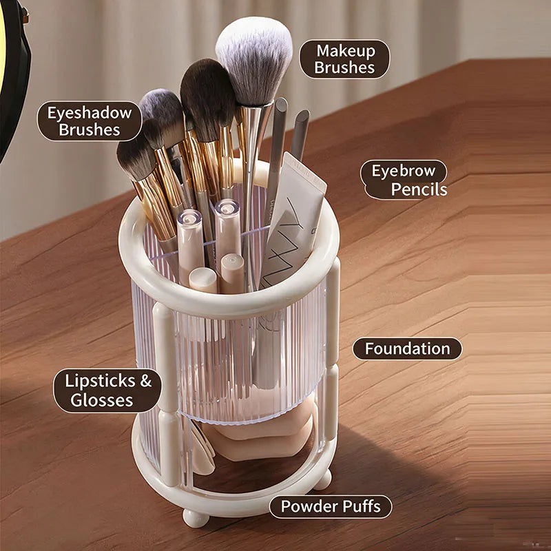 Double Layer Transparent Makeup Brush & Cosmetic Organizer
