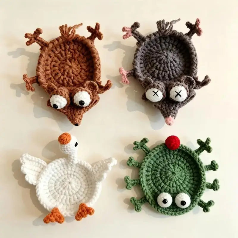 Handmade Animal Crochet Coaster & Desktop Storage Tray