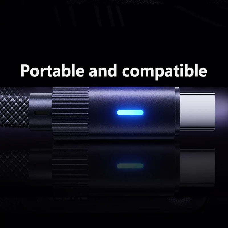 90° Dual USB-C Fast Charging Cable – 6A Flat Braided, iPhone & Android