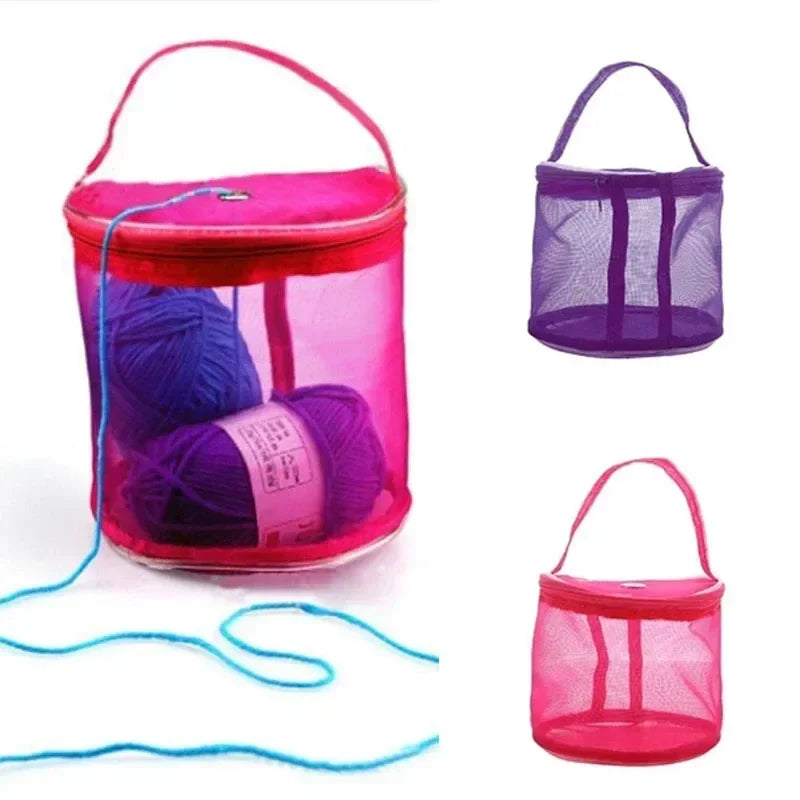 Portable Mesh Yarn Storage Bag for Knitting & Crochet