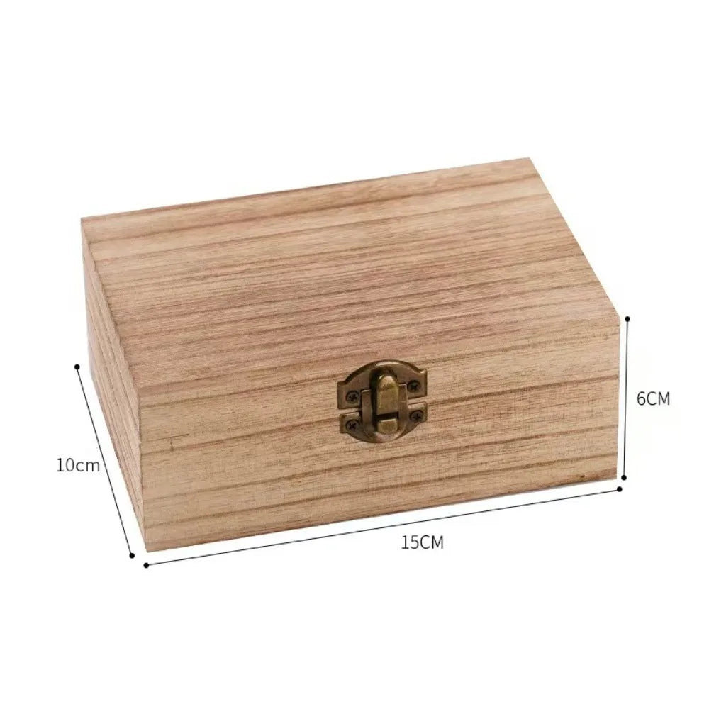Vintage Wooden Flip Lid Storage Box – Jewelry & Gift Organizer