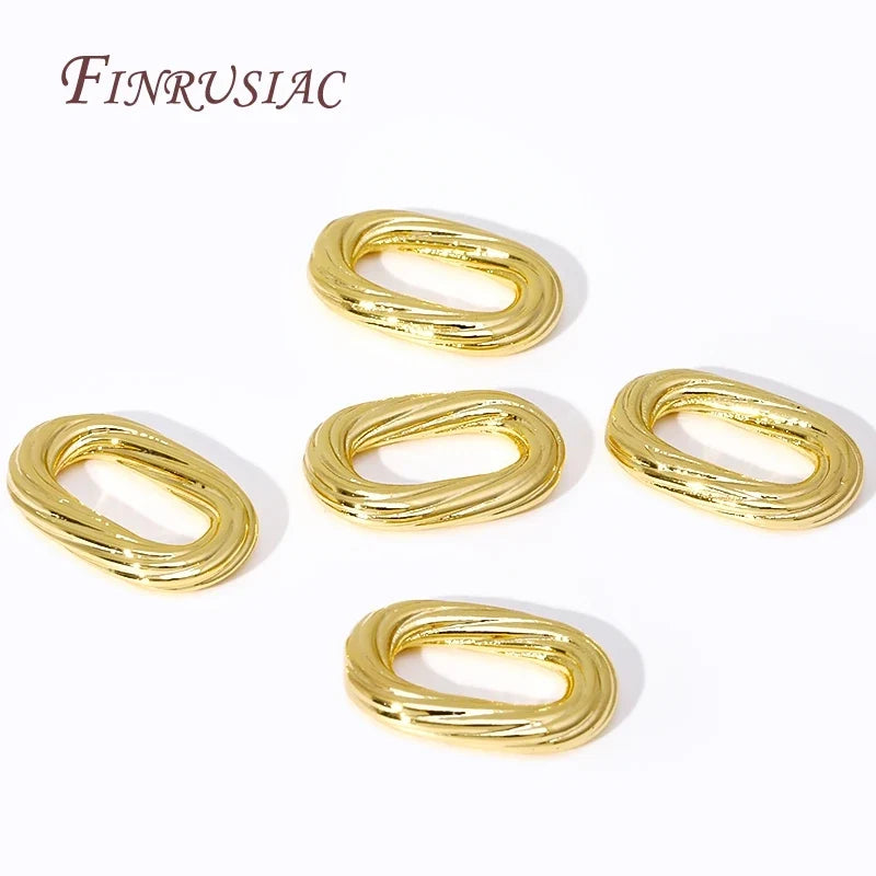 18K Gold Plated Brass Oval Twist Ring Connectors | DIY Jewelry
