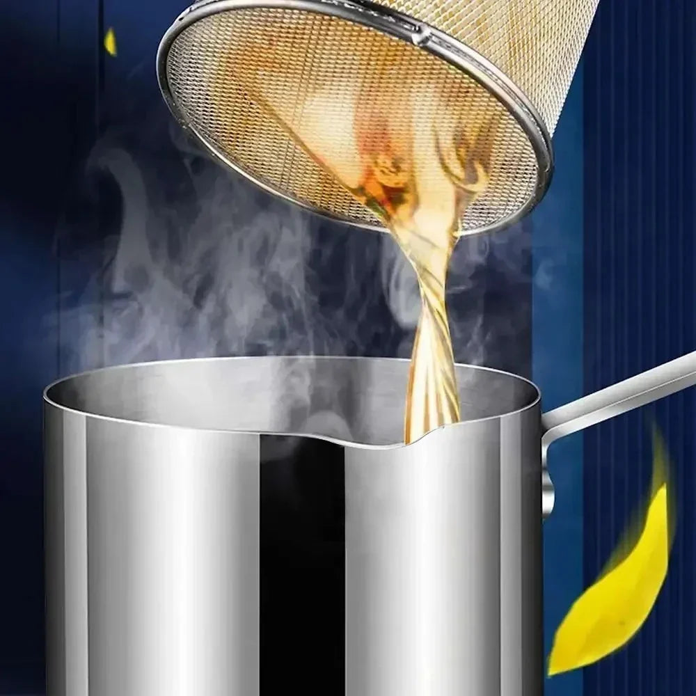 Stainless Steel Deep Fryer with Basket & Cool Touch Handle