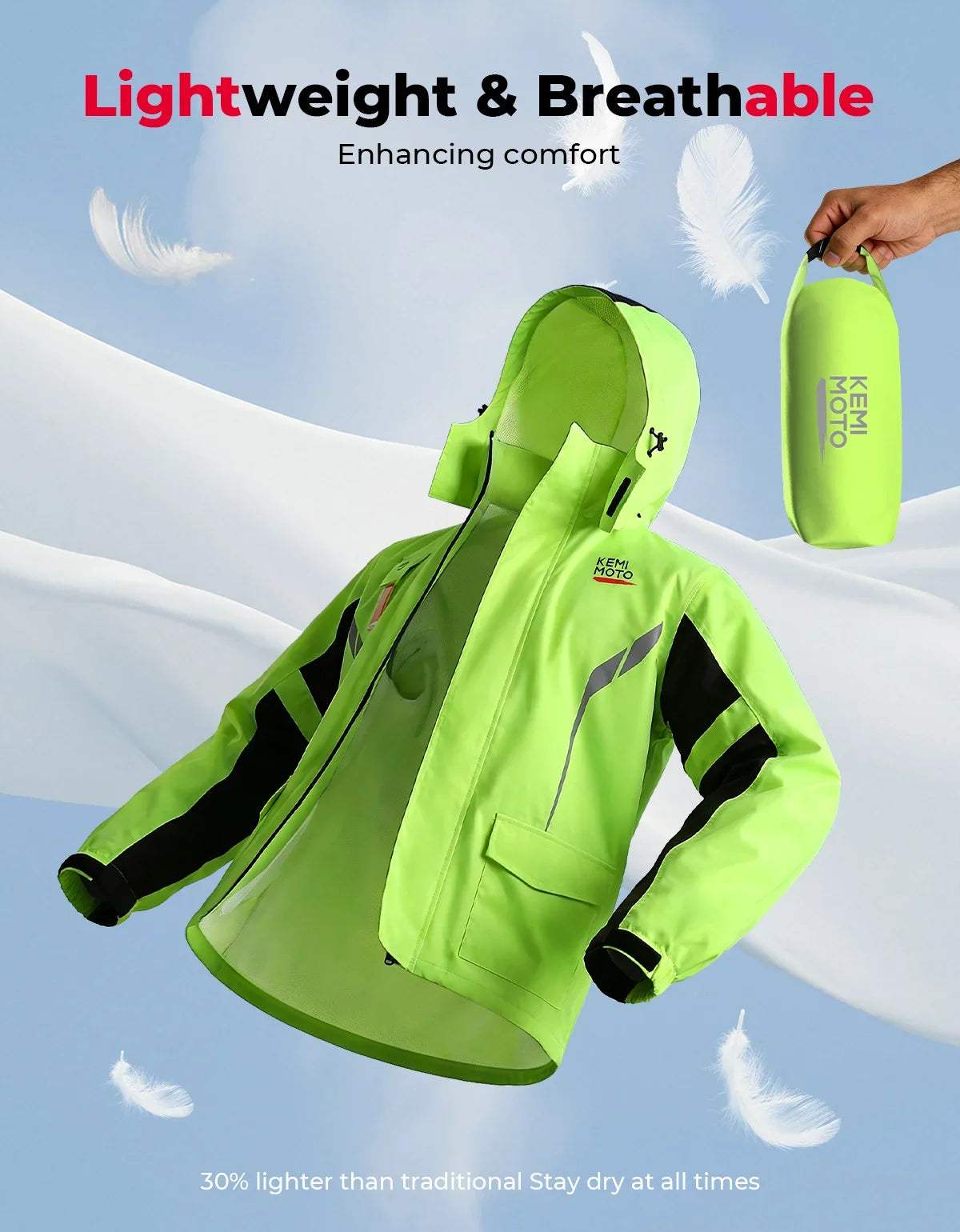 KEMITOUR Motorcycle Raincoat Split Suit – Waterproof Jacket & Pants