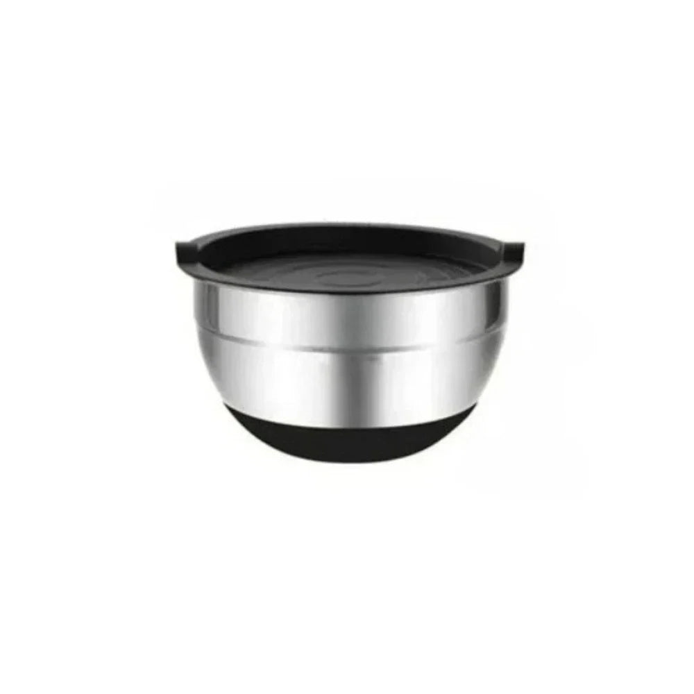 Stainless Steel Mixing Bowls with Airtight Lids & Silicone Base