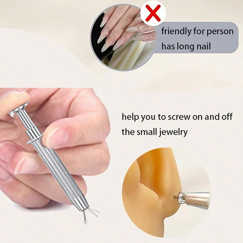 Stainless Steel Piercing Ball Grabber Tool Kit – Lip, Nose & Ear