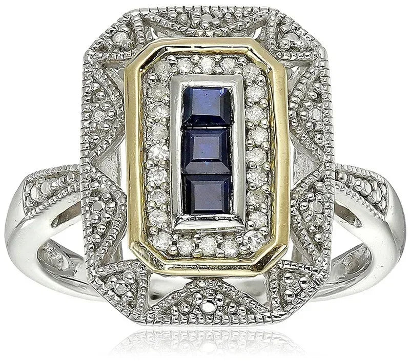 Vintage Art Deco Princess Cut Zircon Ring – Silver | Sizes 6–10
