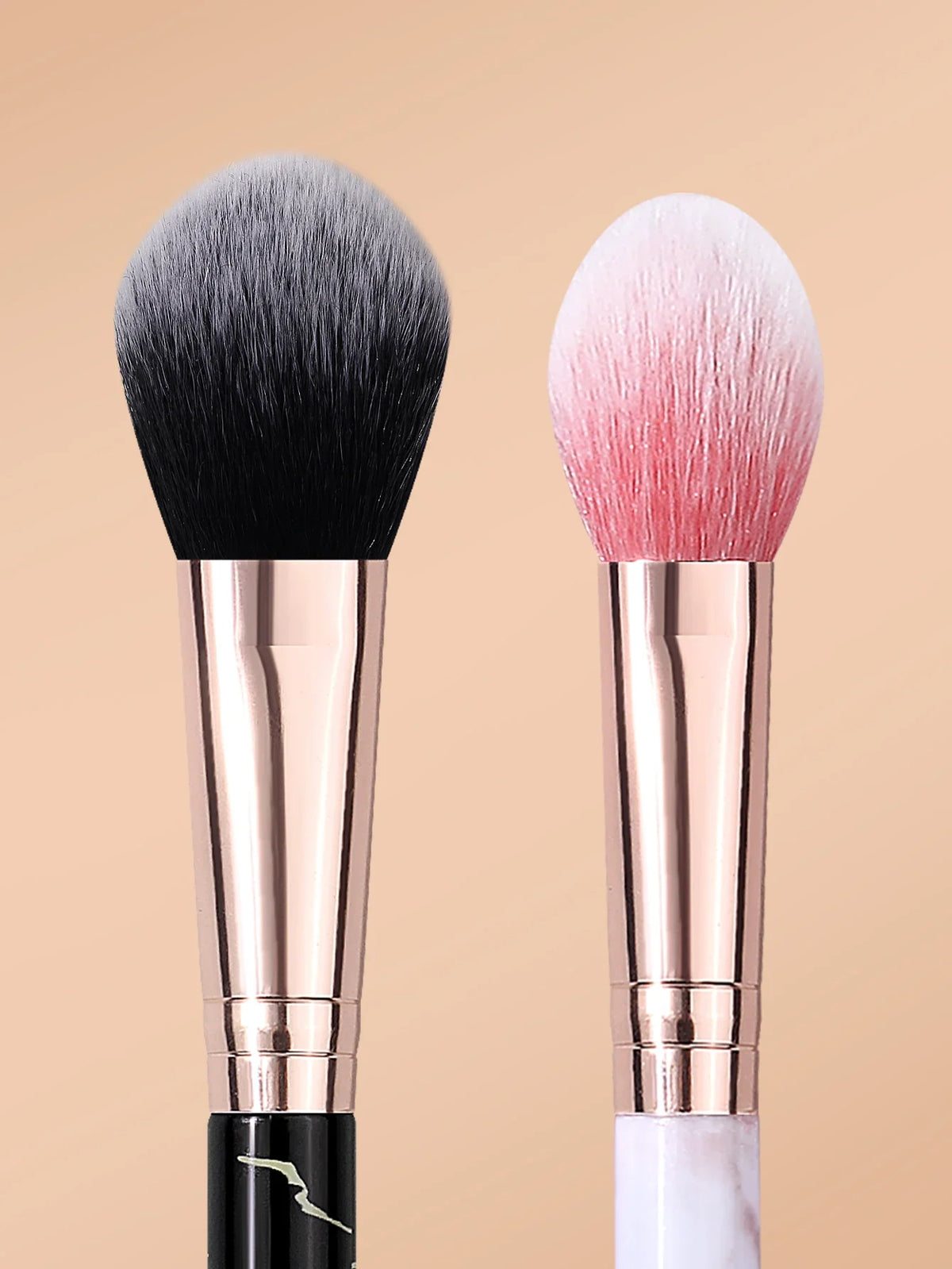 4-Piece Marble Handle Makeup Brush Set – Powder & Blush