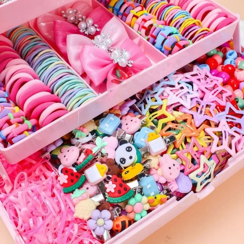 850PCS Girls Grosgrain Ribbon Hair Ties & Elastic Hair Bands