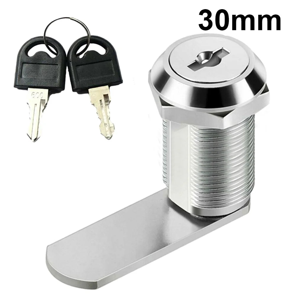 Cam Lock 16–30mm Zinc Alloy Cabinet Drawer Mailbox Lock + 2 Keys