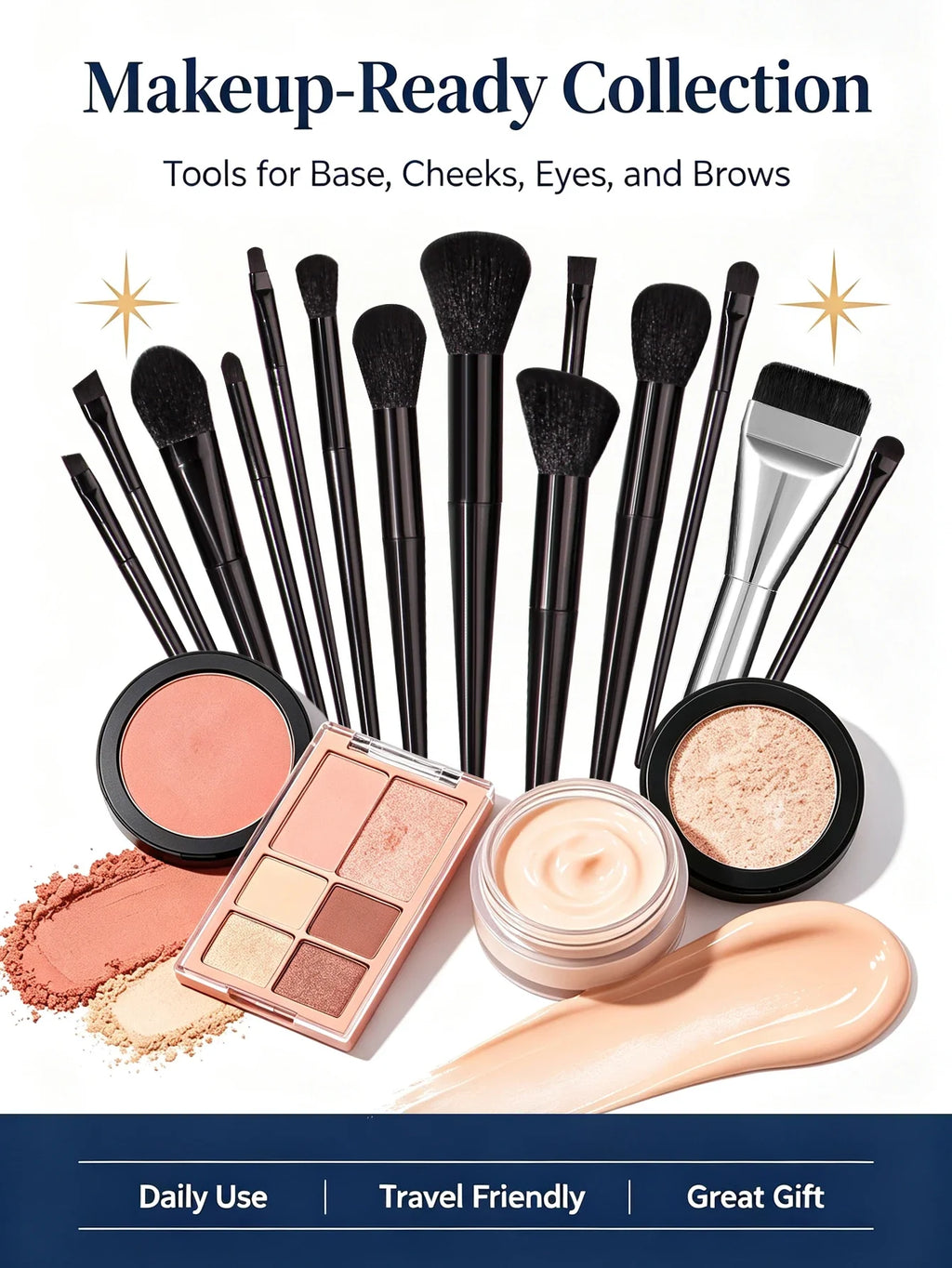 14-Piece Makeup Brush Set – Soft Synthetic, Professional Quality
