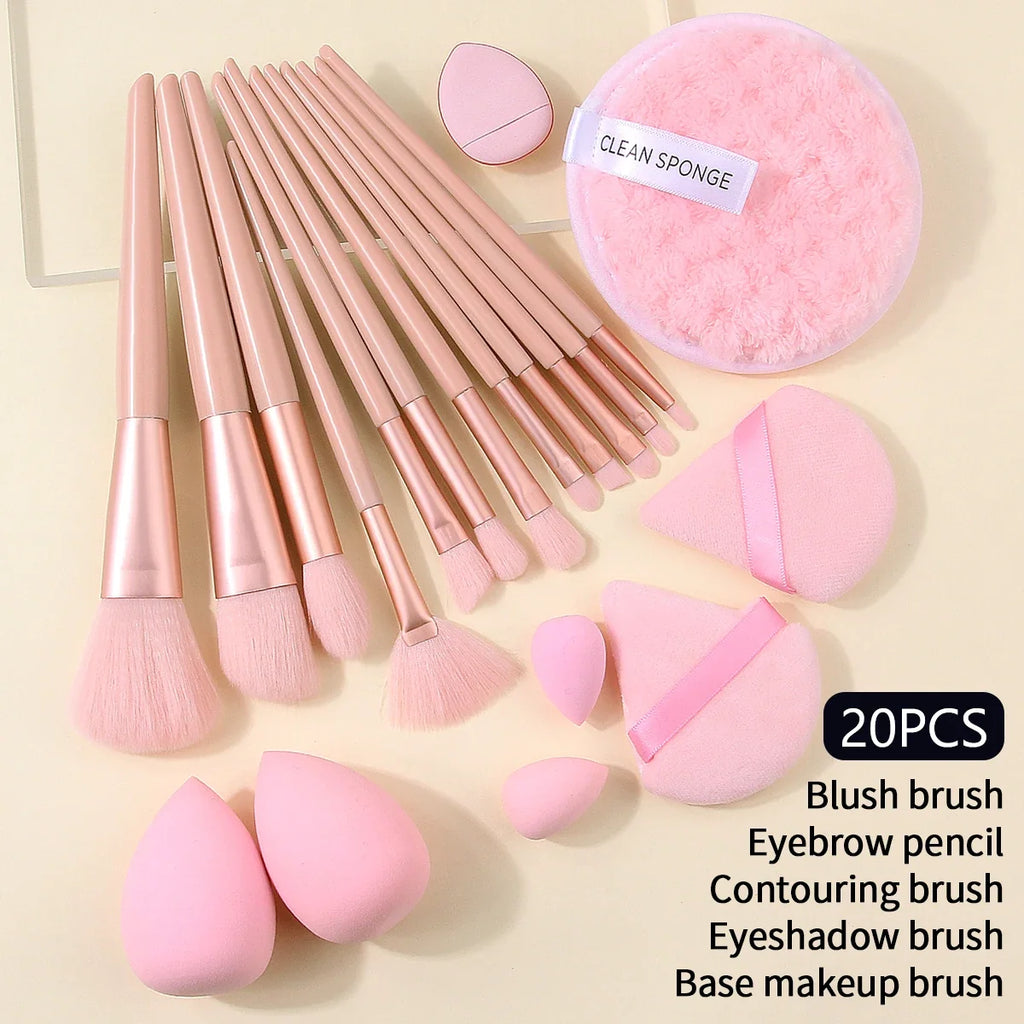 20PCS Professional Makeup Brush Set – Sponges & Puffs
