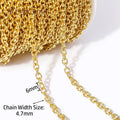 18K Gold Plated Textured Cable Chain 4.7mm×6mm DIY Jewelry