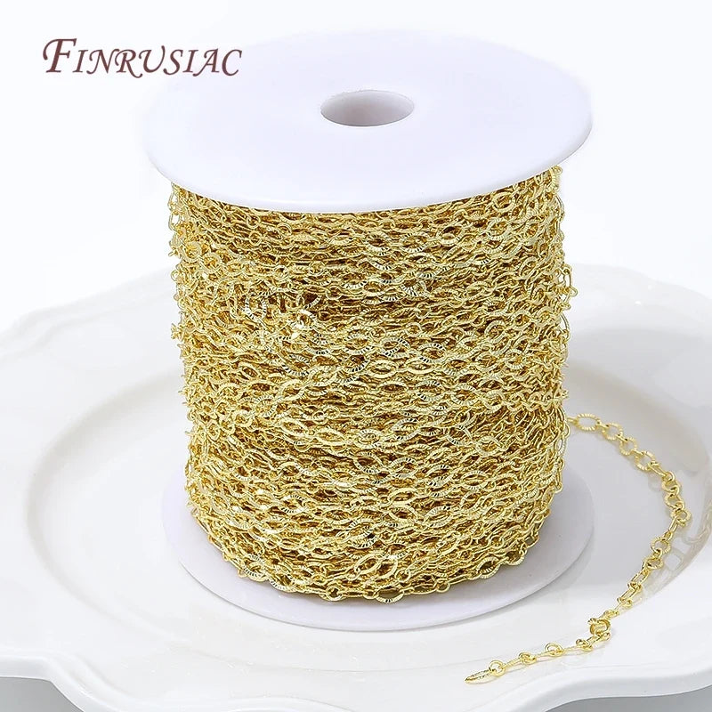 18K Gold Plated Oval Embossed Link Chain – DIY Jewelry Making