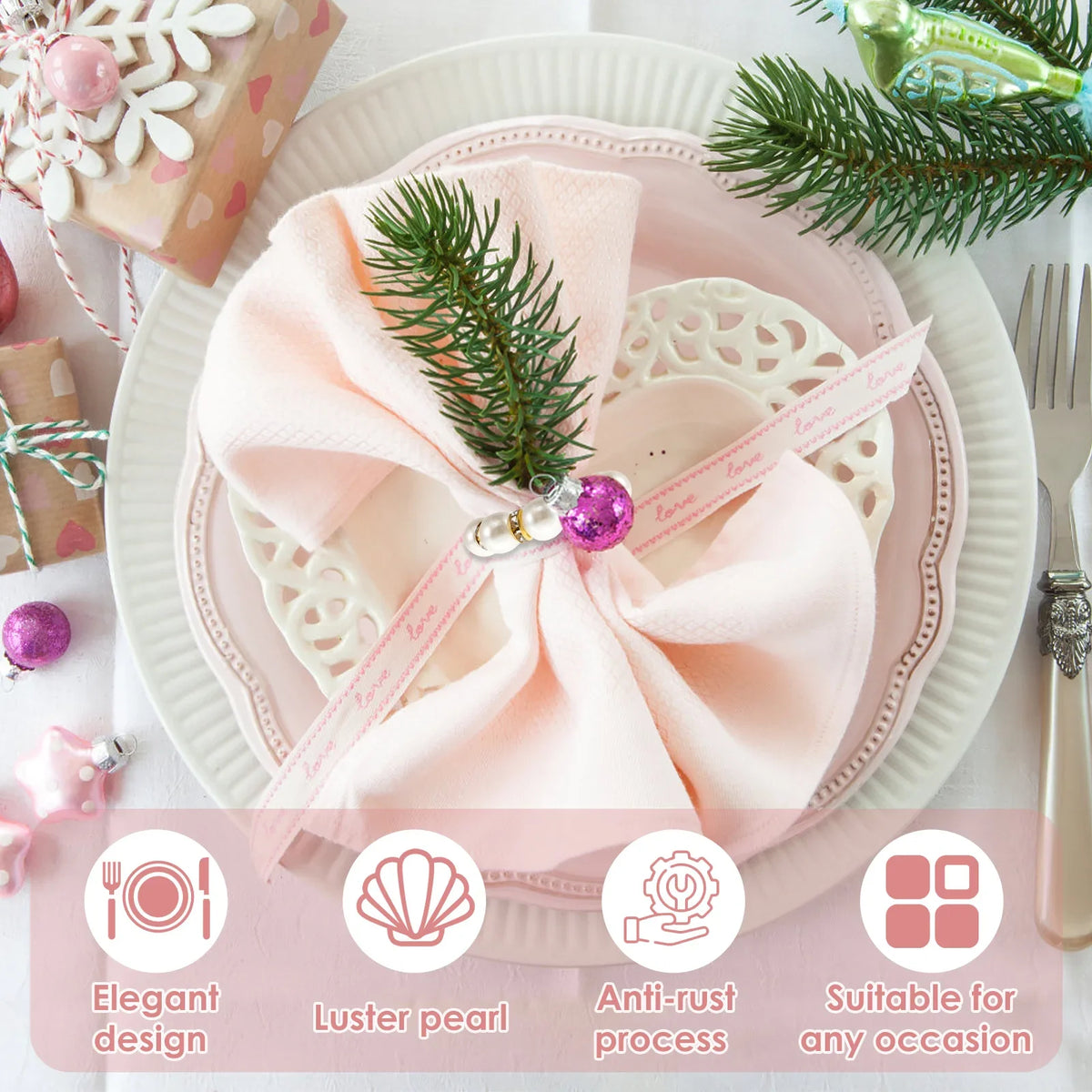 Pearl Napkin Rings – Elegant Elastic Serviette Holders 24/120 Pcs