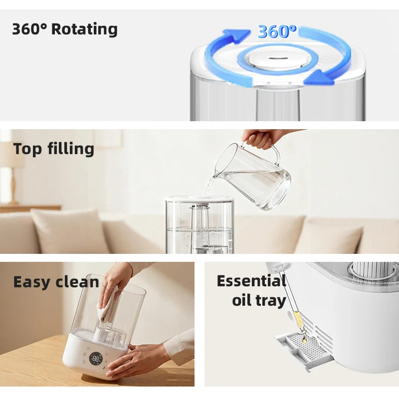 Ultrasonic Cool Mist Smart Humidifier with LED Night Light