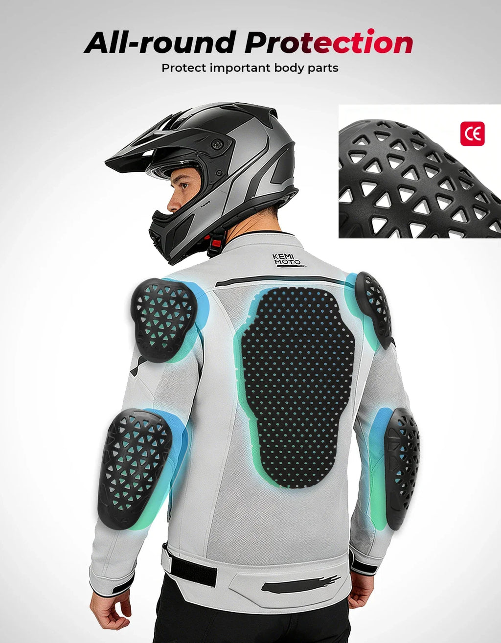 KEMIMOTO Men's Mesh Motorcycle Jacket CE Armor Breathable