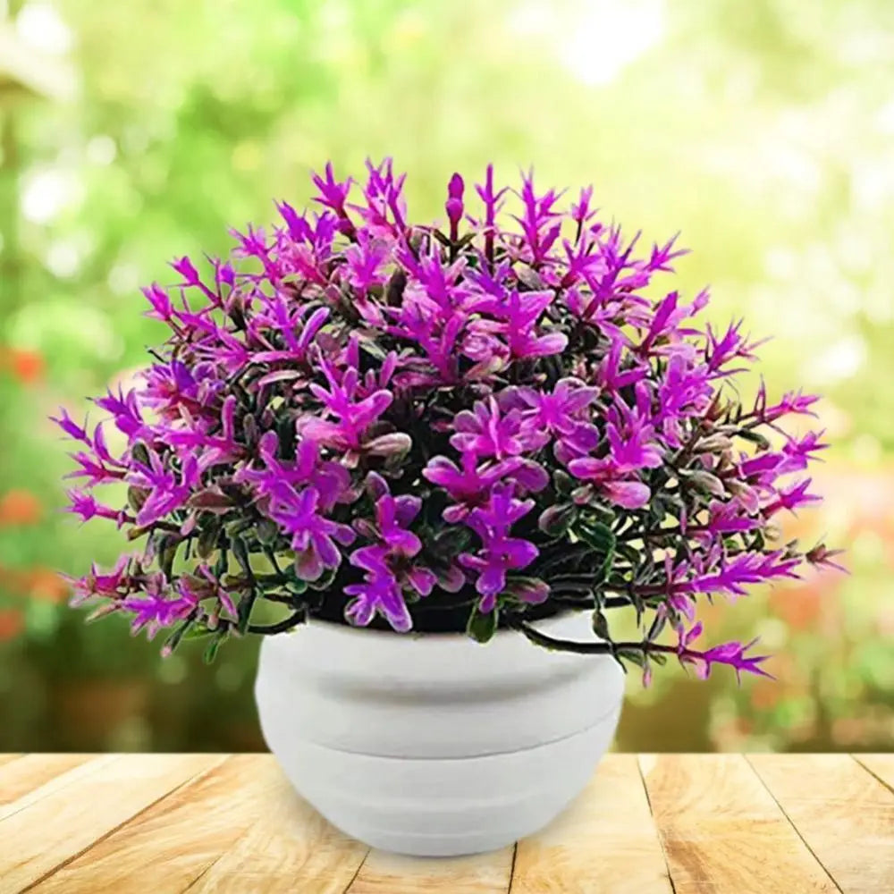 Pink Artificial Potted Flower – Plastic Bonsai Indoor Décor