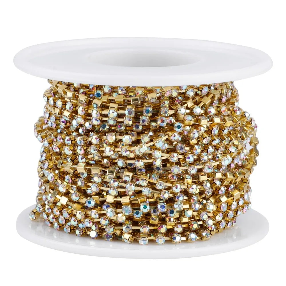 SS16 4mm Crystal Rhinestone Cup Chain Trim 10 Yards DIY