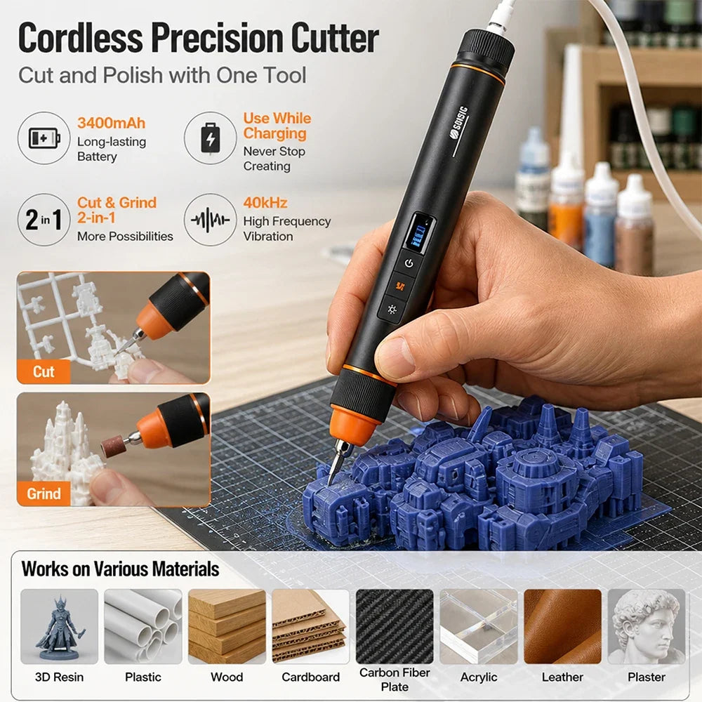 Aideepen 45W Cordless Ultrasonic Cutter – 3D Print Engraving Tool