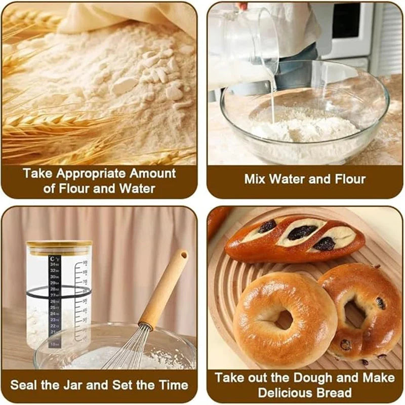 Sourdough Starter Jar Kit 900ml Glass Fermentation Container