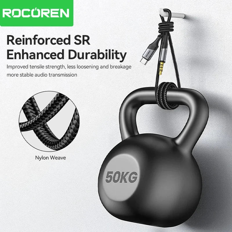 Rocoren USB-C to 3.5mm AUX Cable – Hi-Fi Gold-Plated Audio