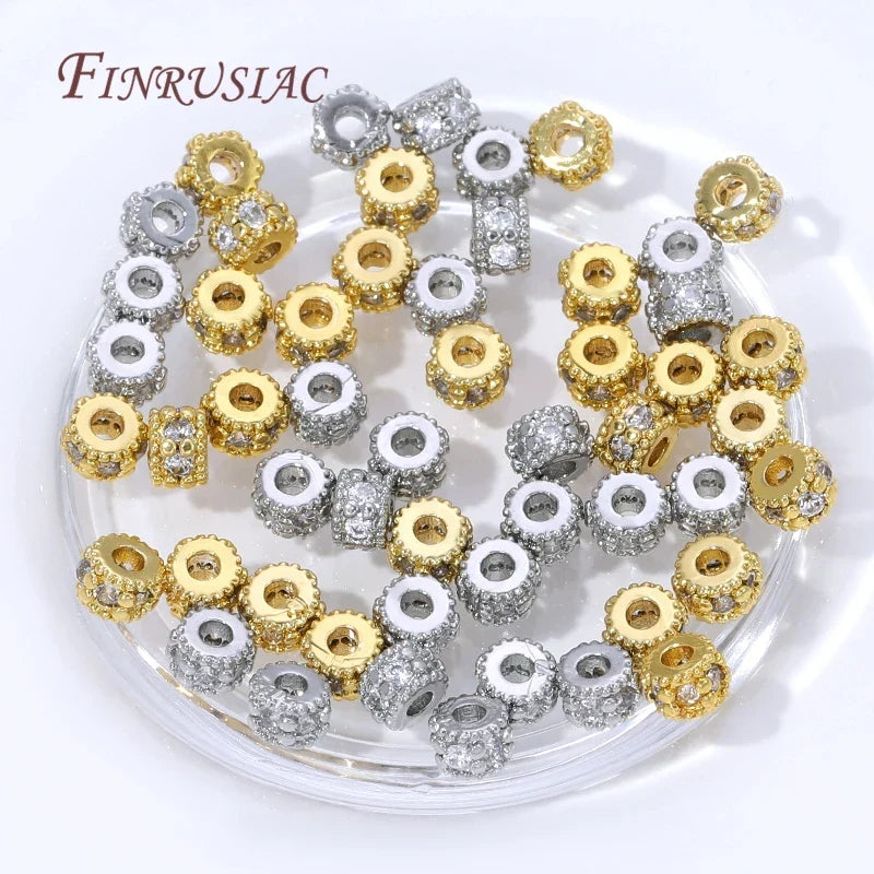 18K Gold Plated Zircon Spacer Beads | DIY Jewelry Making