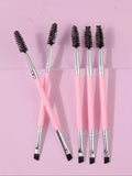 5PCS Pink Double-Ended Mascara & Eyebrow Brush Set