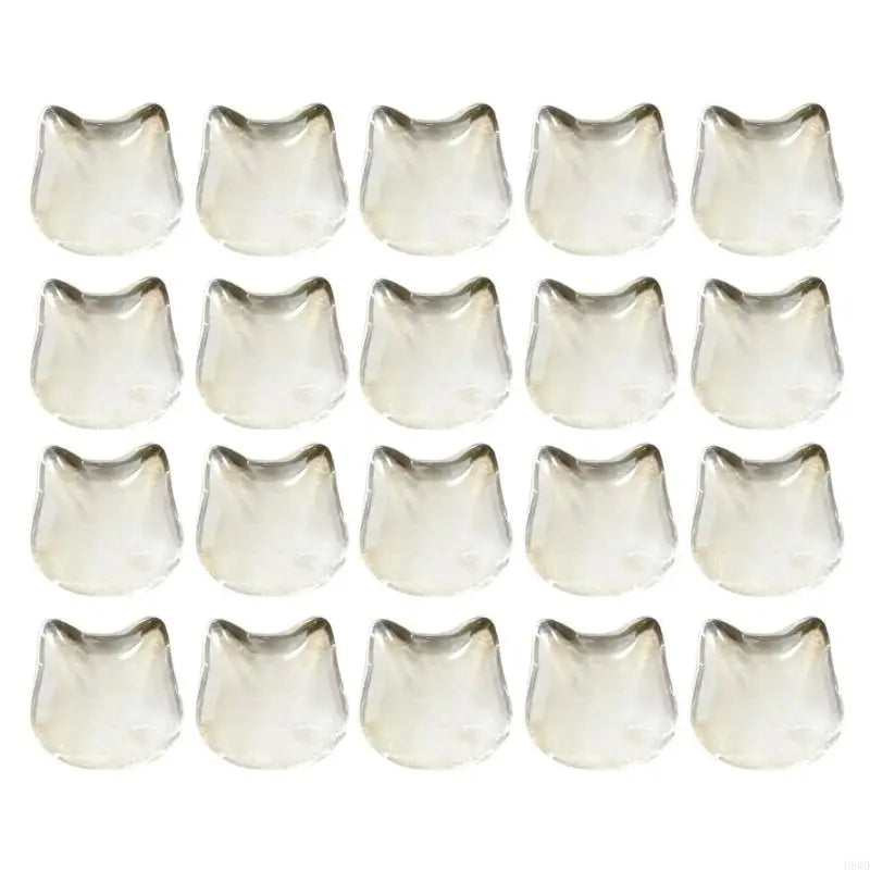 Cat Head Silicone Keycaps for Long Nails – 20 Pack Clear