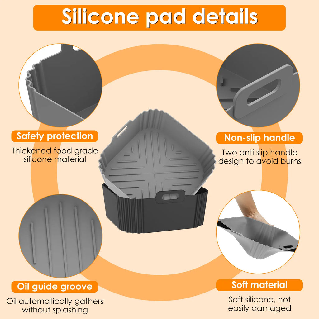 Silicone Air Fryer Liner – Reusable Square Baking Pan Tray