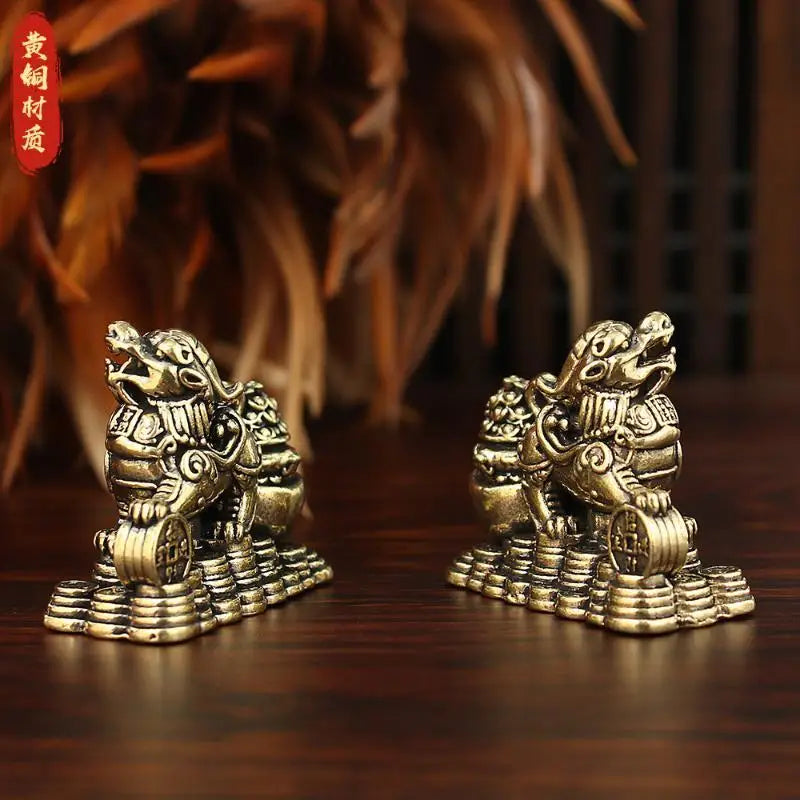 Brass Feng Shui Pixiu Statue Pair – Wealth & Good Luck Décor