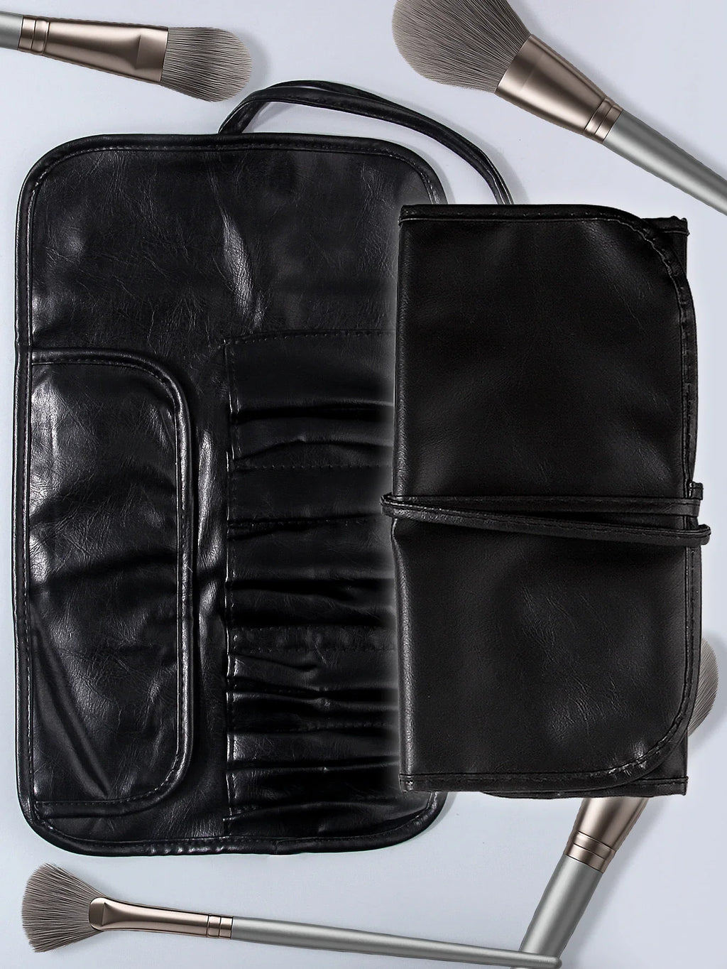 10-Slot Foldable Waterproof Makeup Brush Bag Travel Organizer
