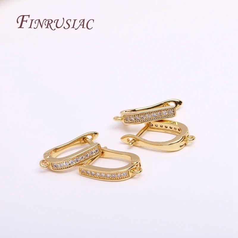 18K Gold Plated Zircon Earring Hook Clasps | DIY Jewelry Findings