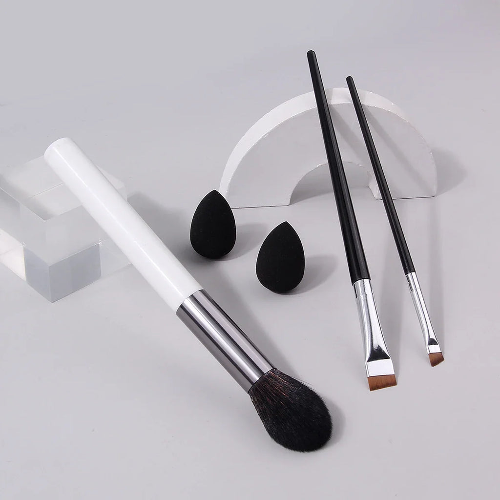 Nixie 5-Pc Makeup Brush Set with Puff – Blush & Foundation