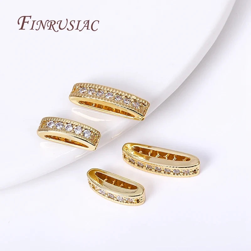 18K Gold Plated Oval Bead Spacers with Zircon | 2 & 3 Hole