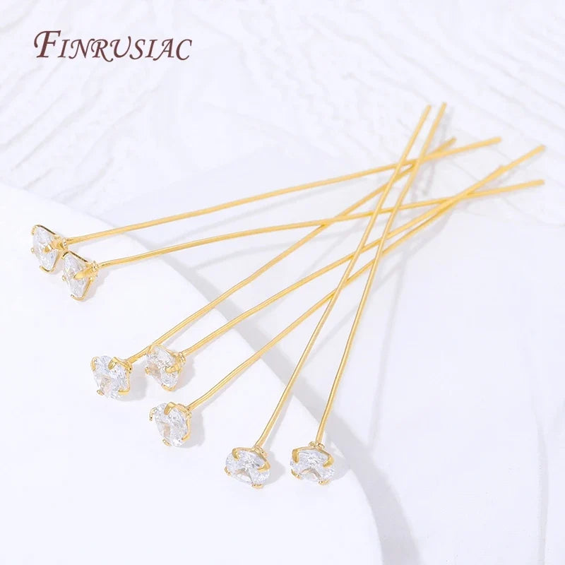 18K Gold Plated CZ Head Pins 3/4/5mm – DIY Jewelry Making