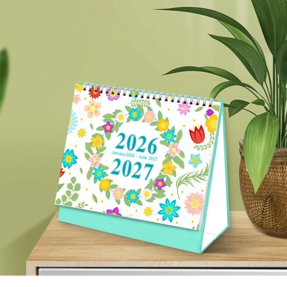 Cactus Desk Calendar 2026–2027 Small Flip Monthly Planner