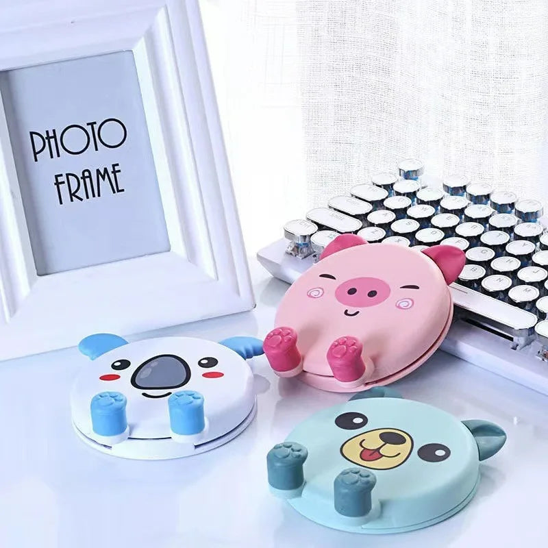 3D Cartoon Animal Phone Stand – Foldable Silicone Desk Holder